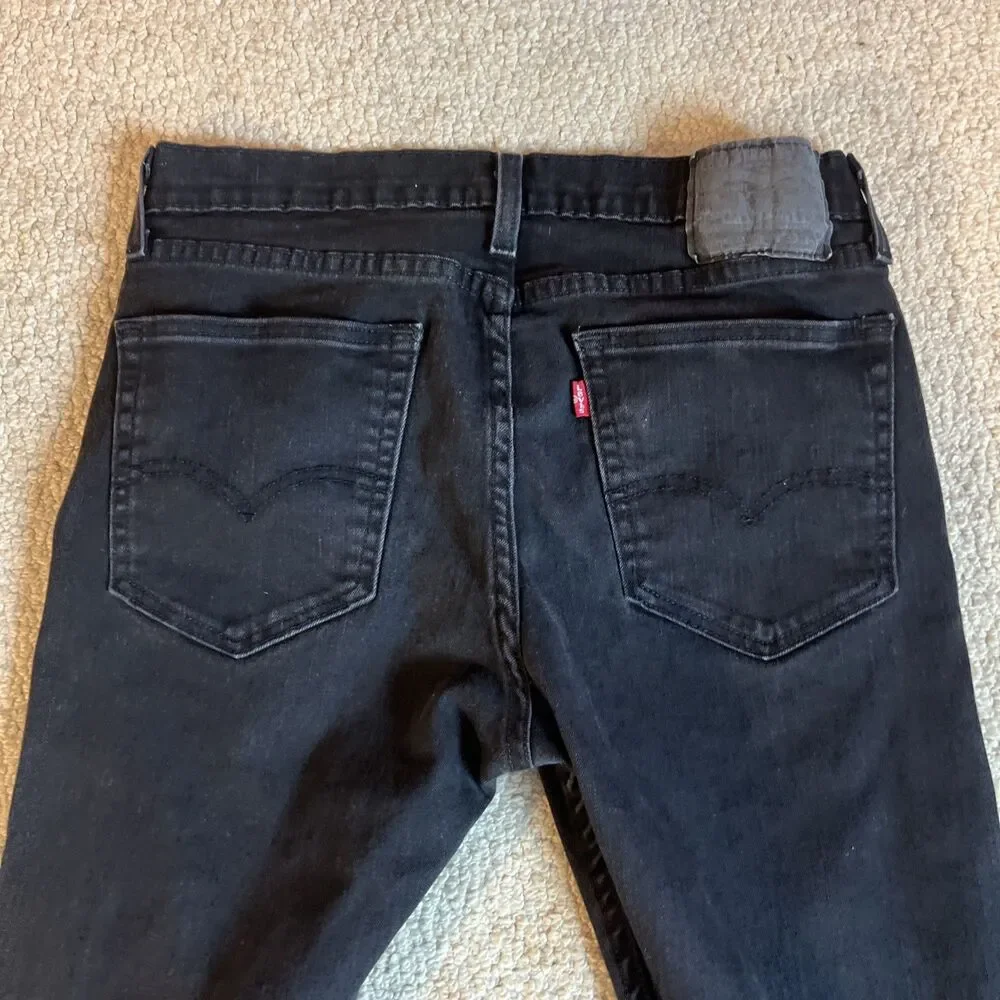 Levis Black Denim Skinny Tapered 5 Pocket Jeans | Men's 33Wx31L